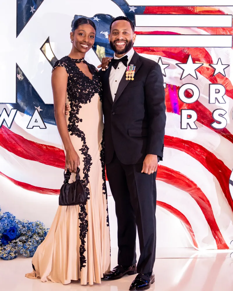 Couple posing at an event